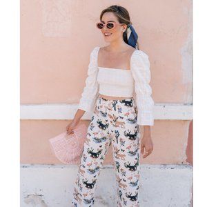Reformation 100% linen pants safari animal print size 6